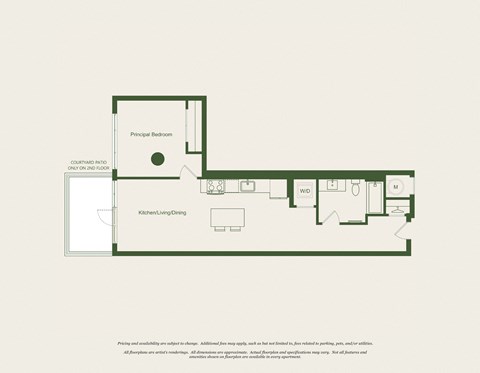 this is a conceptual floor plan of a one bedroom apartment home